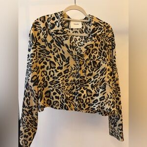 Nanushka Leopard Print Shirt - Black and Tan